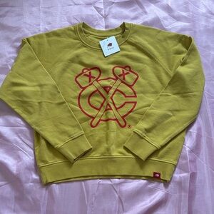 Yellow Crewneck Sweatshirt with Red Logo